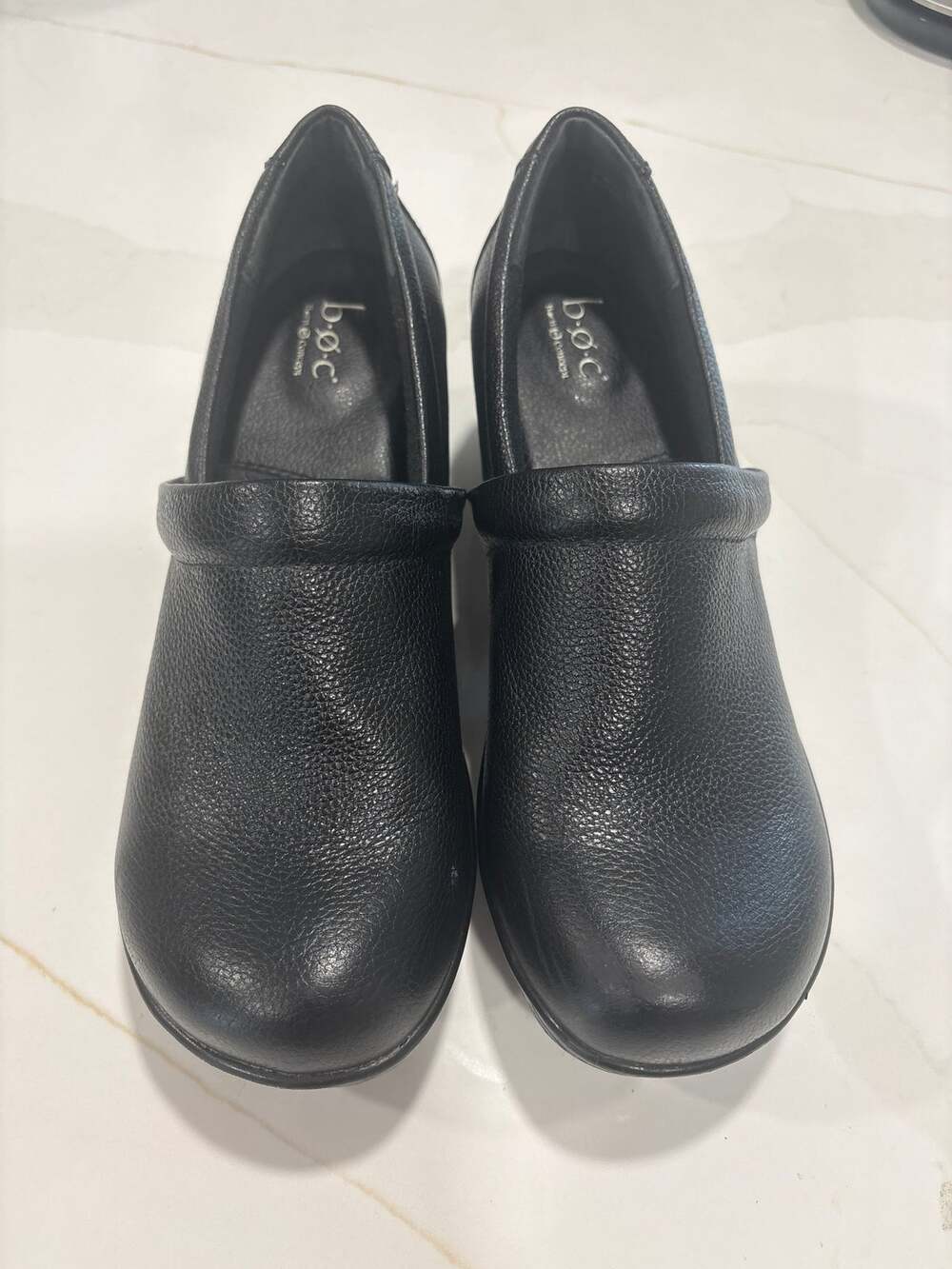 BOC Born Concept Sz 9.5 Peggy Clog Shoe Black Leather Comfort Slip On Women's